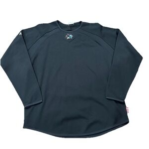 vintage San Jose Sharks Majestic Pull Over Therma Base Long Sleeve Jersey Sz L